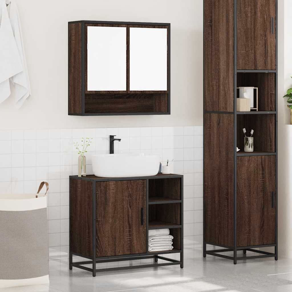 vidaXL Meuble de salle de bain 2 pcs aspect chêne marron Aggloméré