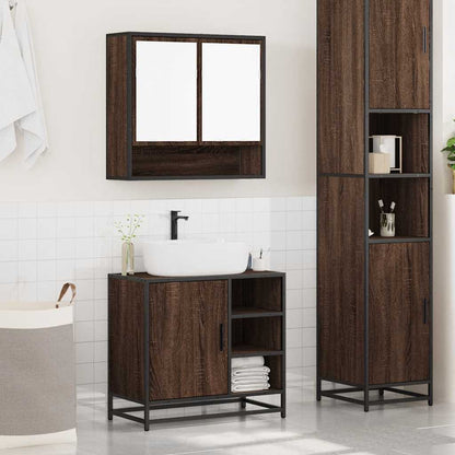 vidaXL Meuble de salle de bain 2 pcs aspect chêne marron Aggloméré