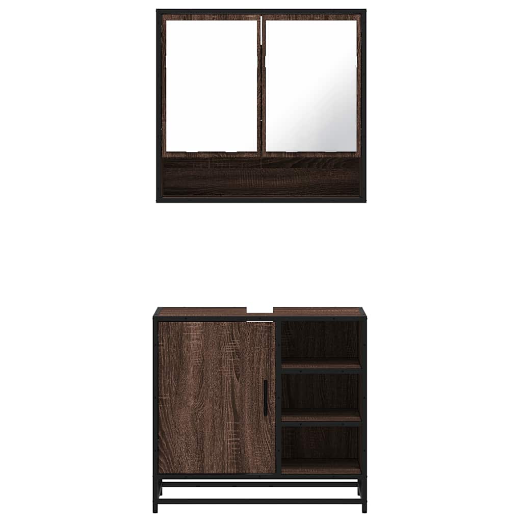 vidaXL Meuble de salle de bain 2 pcs aspect chêne marron Aggloméré