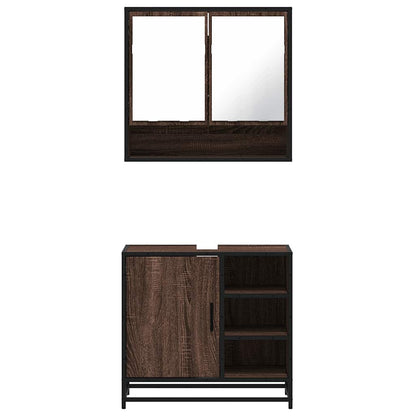 vidaXL Meuble de salle de bain 2 pcs aspect chêne marron Aggloméré