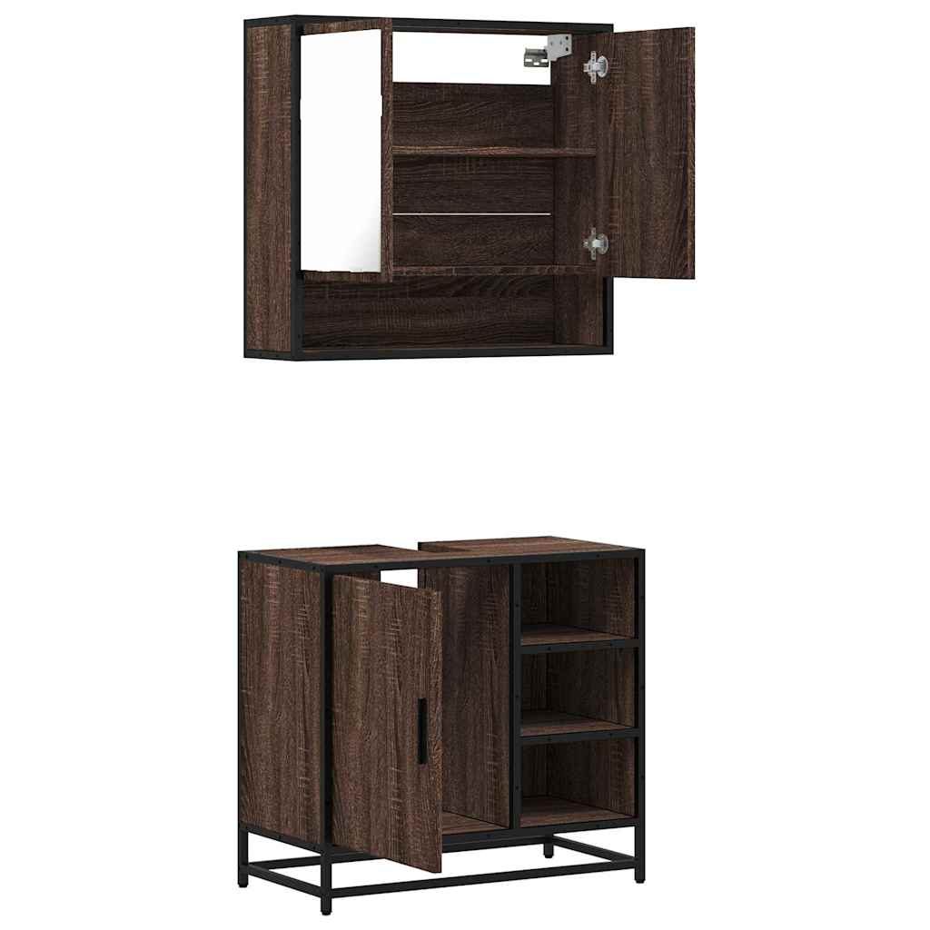 vidaXL Meuble de salle de bain 2 pcs aspect chêne marron Aggloméré