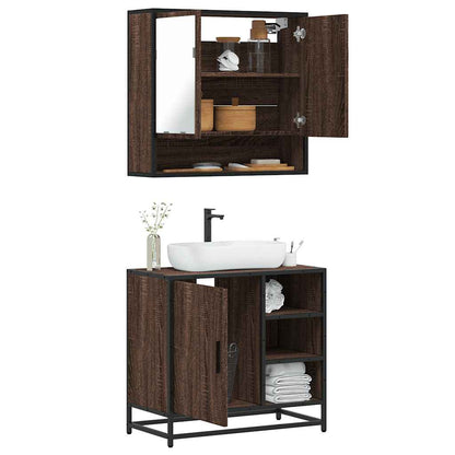 vidaXL Meuble de salle de bain 2 pcs aspect chêne marron Aggloméré