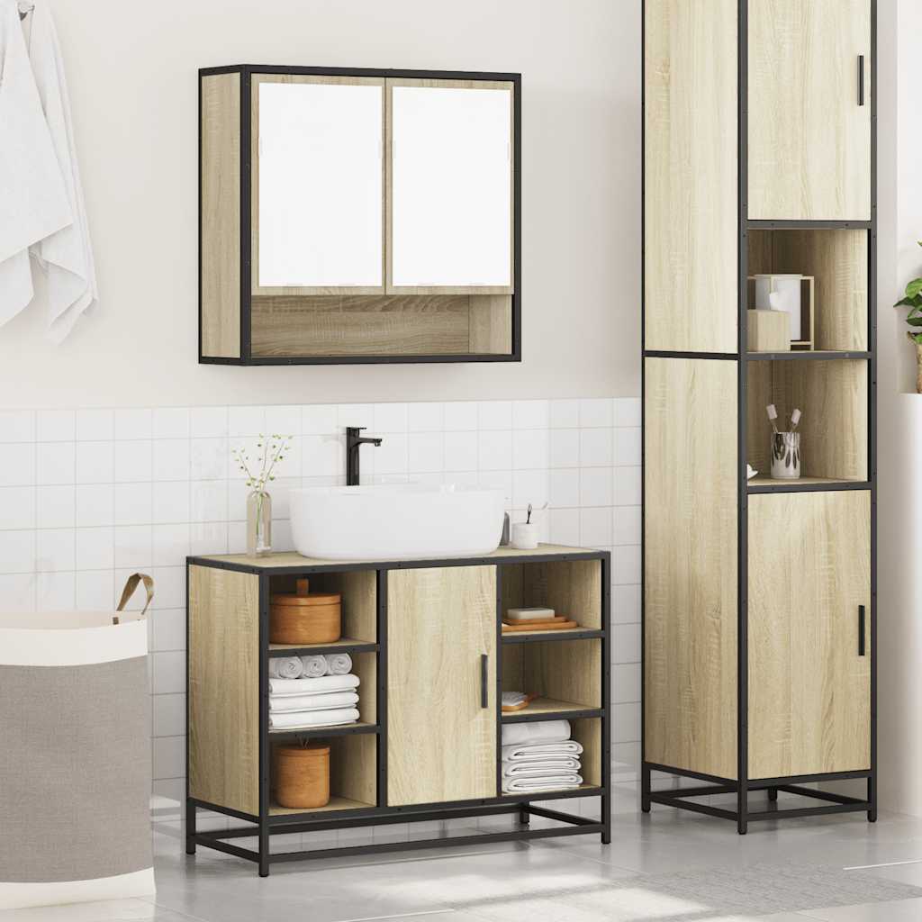 vidaXL Ensemble de meubles de salle de bain 2 pièces Aggloméré chêne Sonoma