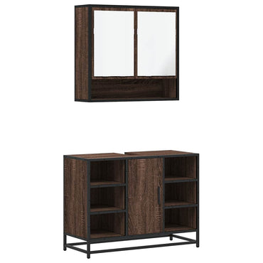 vidaXL Ensemble de meubles de salle de bain 2 pcs Marron aspect chêne Bois d'ingénierie