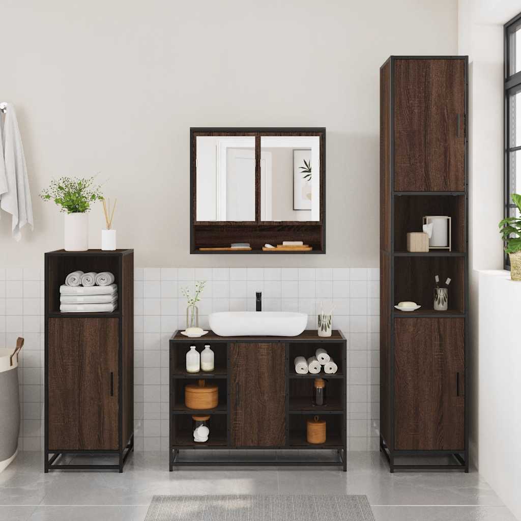 vidaXL Ensemble de meubles de salle de bain 2 pcs Marron aspect chêne Bois d'ingénierie