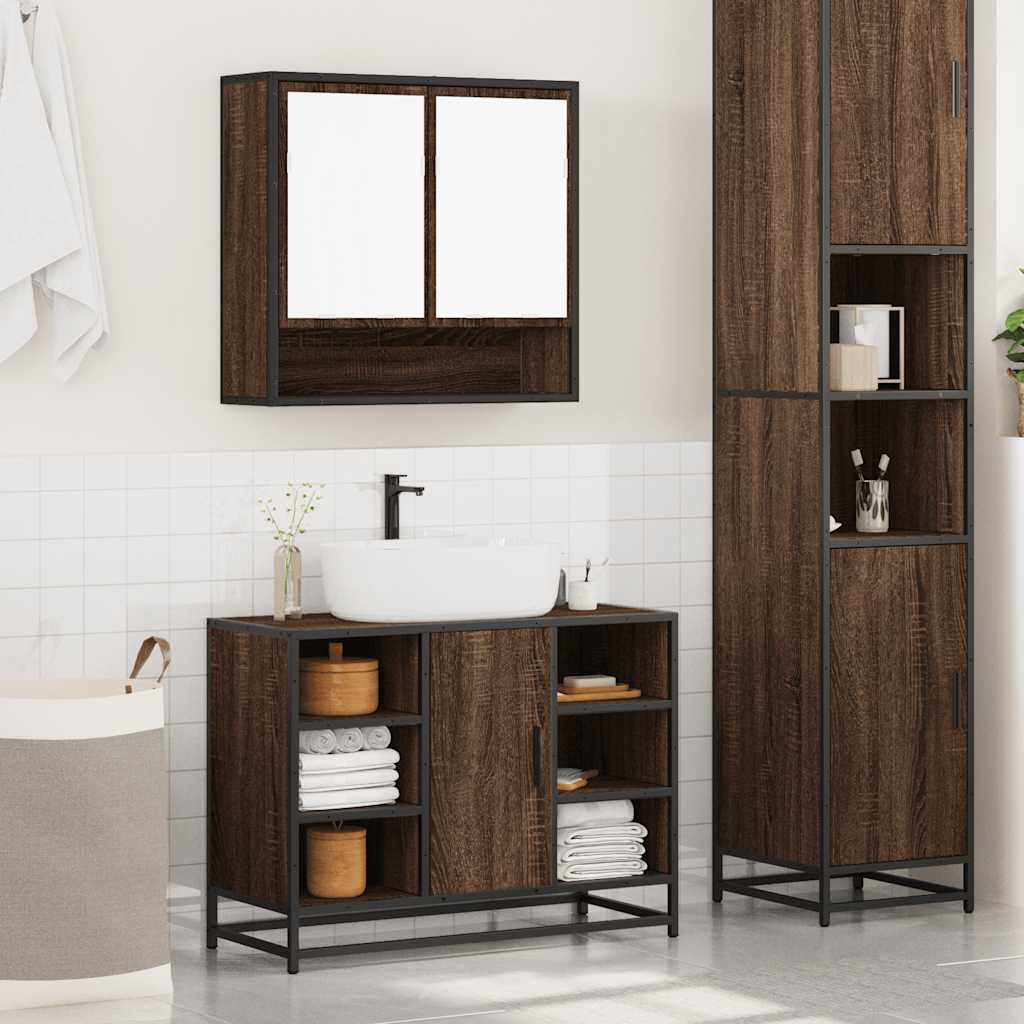 vidaXL Ensemble de meubles de salle de bain 2 pcs Marron aspect chêne Bois d'ingénierie