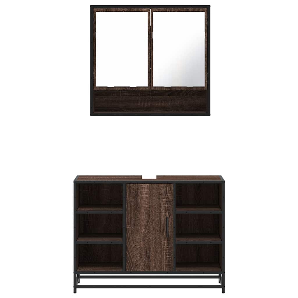 vidaXL Ensemble de meubles de salle de bain 2 pcs Marron aspect chêne Bois d'ingénierie