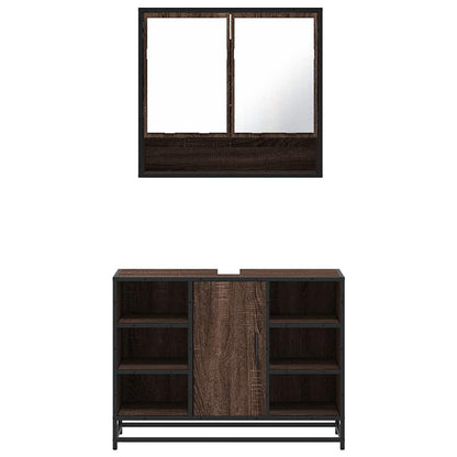 vidaXL Ensemble de meubles de salle de bain 2 pcs Marron aspect chêne Bois d'ingénierie