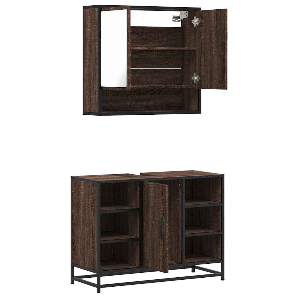 vidaXL Ensemble de meubles de salle de bain 2 pcs Marron aspect chêne Bois d'ingénierie