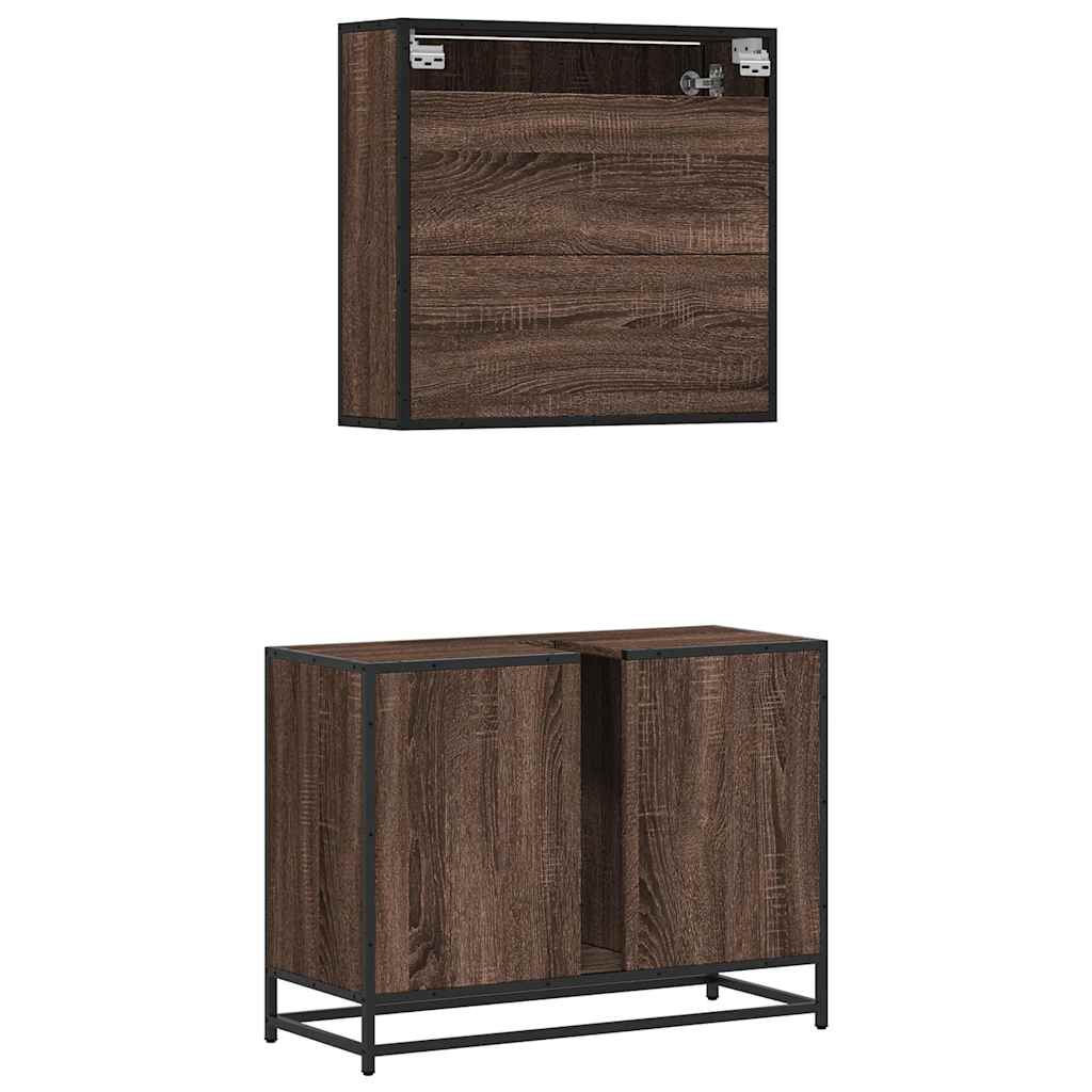 vidaXL Ensemble de meubles de salle de bain 2 pcs Marron aspect chêne Bois d'ingénierie