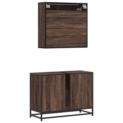 vidaXL Ensemble de meubles de salle de bain 2 pcs Marron aspect chêne Bois d'ingénierie
