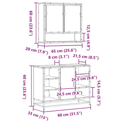 vidaXL Ensemble de meubles de salle de bain 2 pcs Marron aspect chêne Bois d'ingénierie
