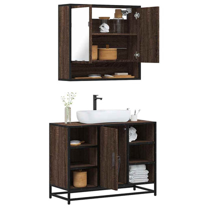 vidaXL Ensemble de meubles de salle de bain 2 pcs Marron aspect chêne Bois d'ingénierie