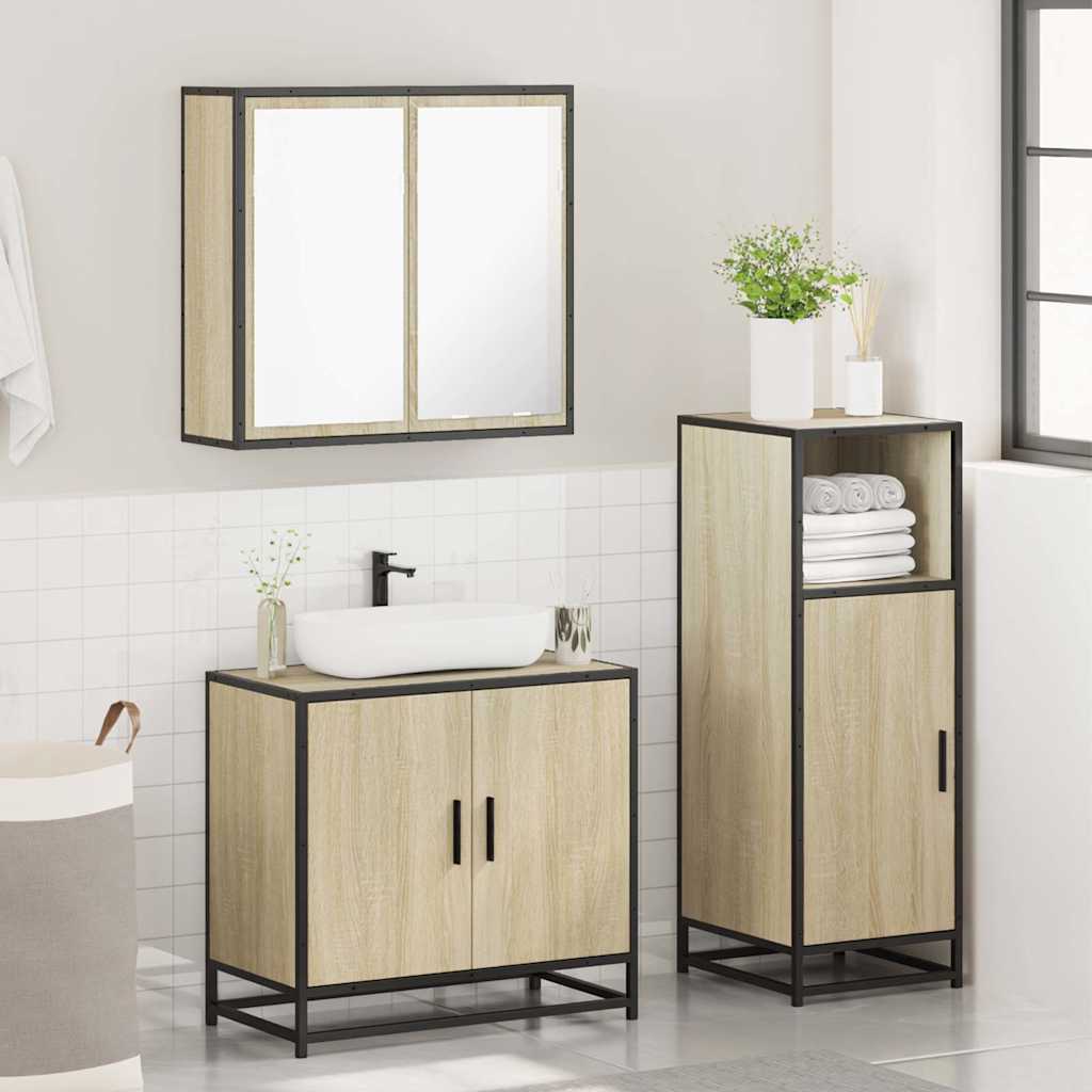vidaXL Ensemble de meubles de salle de bain 3 pcs Chêne Sonoma Aggloméré