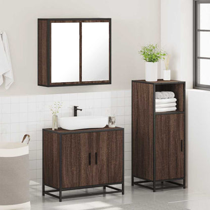 vidaXL 3-tlg. Badmöbel-Set Braun Eichen-Optik Holzwerkstoff