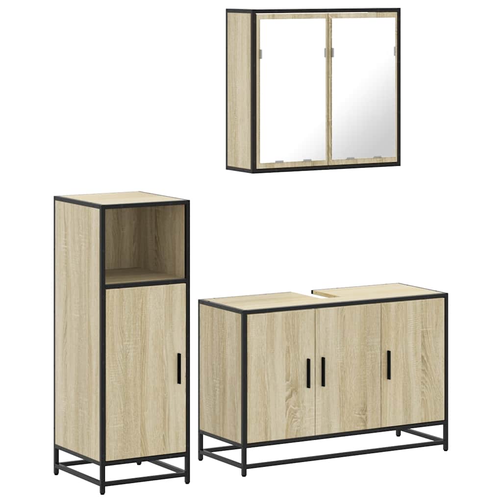 vidaXL Ensemble de meubles de salle de bain 3 pcs Chêne Sonoma Aggloméré