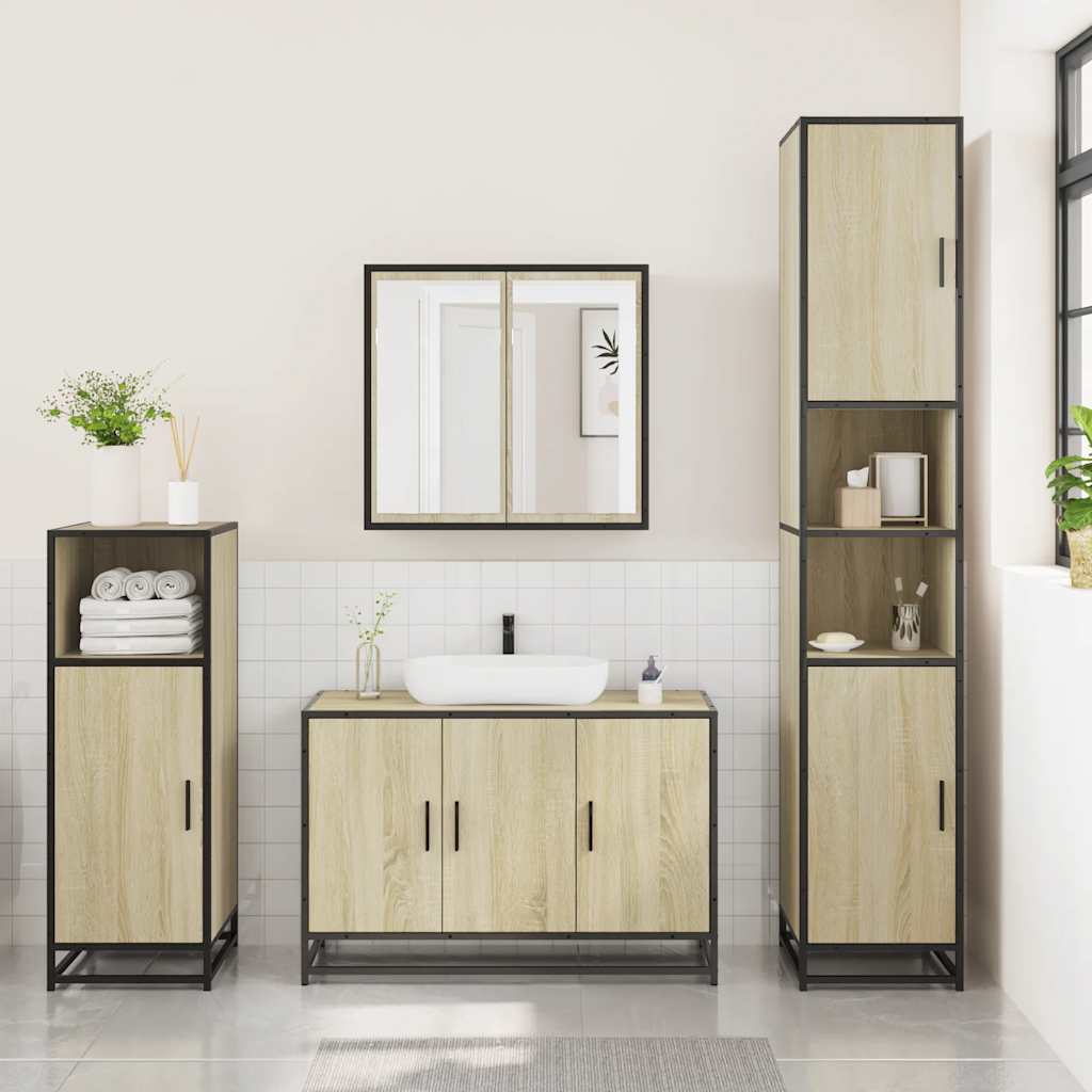 vidaXL Ensemble de meubles de salle de bain 3 pcs Chêne Sonoma Aggloméré