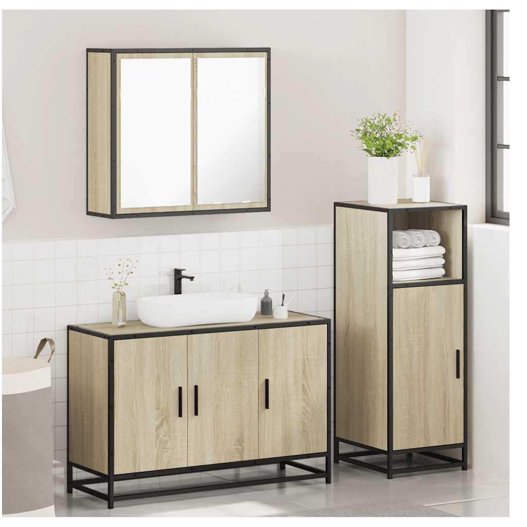 vidaXL Ensemble de meubles de salle de bain 3 pcs Chêne Sonoma Aggloméré