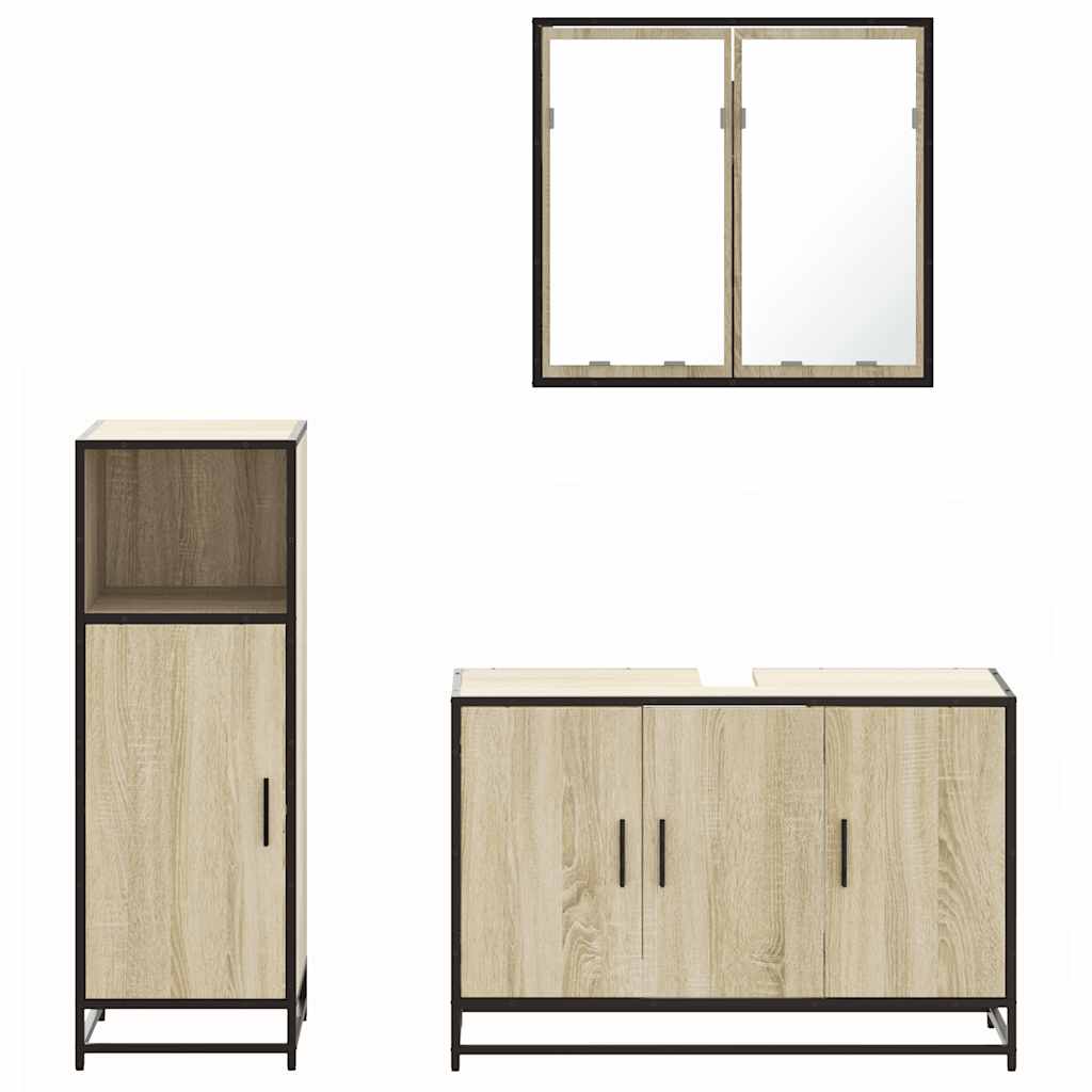 vidaXL Ensemble de meubles de salle de bain 3 pcs Chêne Sonoma Aggloméré