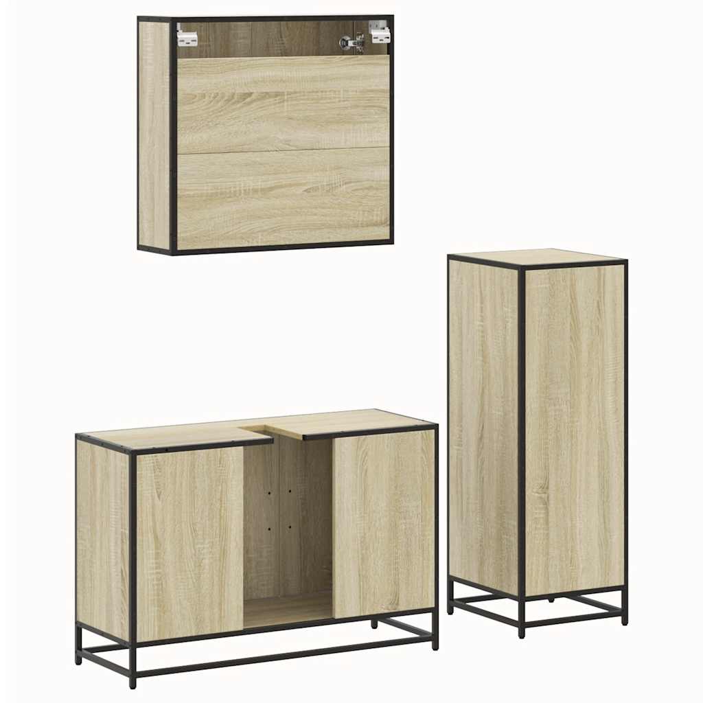 vidaXL Ensemble de meubles de salle de bain 3 pcs Chêne Sonoma Aggloméré