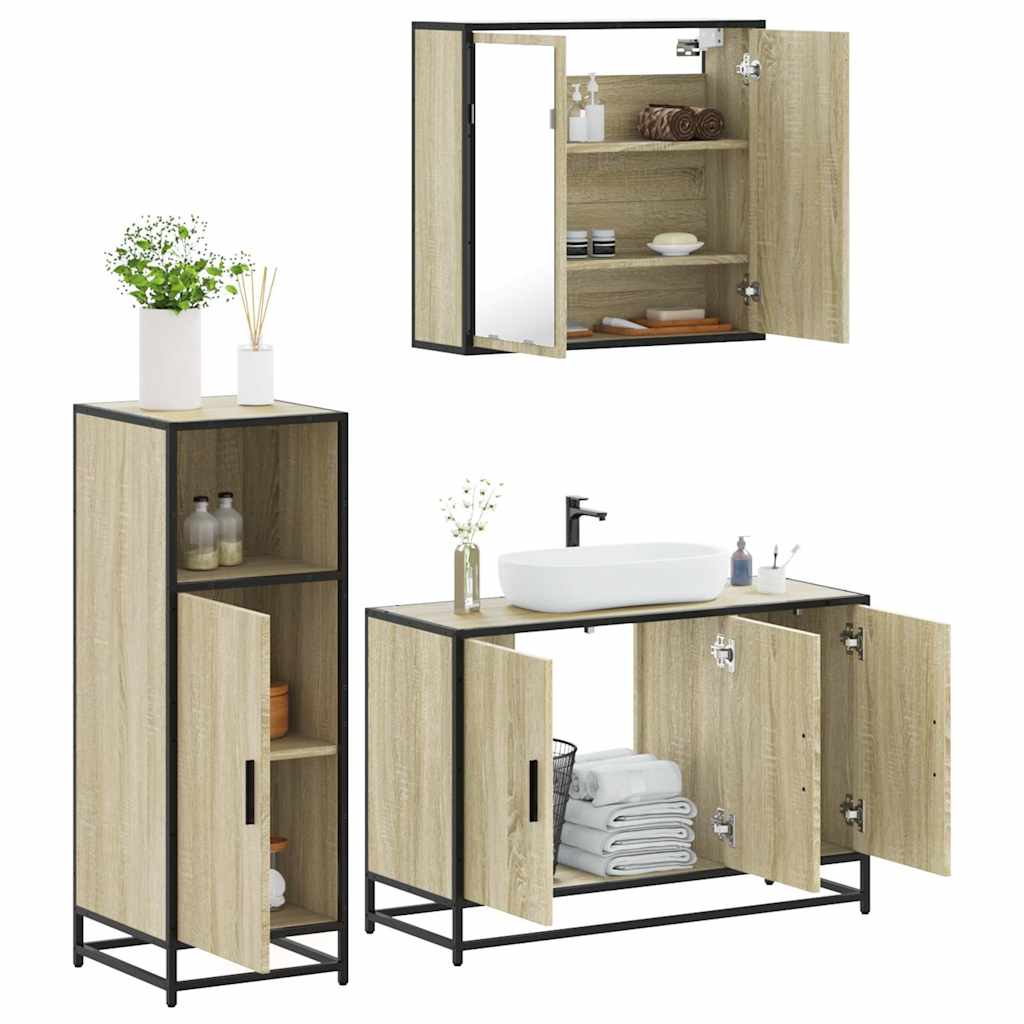 vidaXL Ensemble de meubles de salle de bain 3 pcs Chêne Sonoma Aggloméré