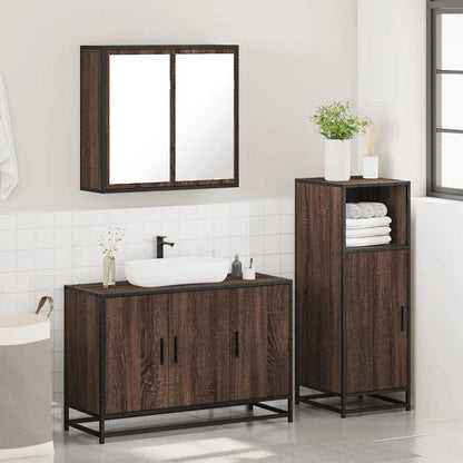 vidaXL 3-tlg. Badmöbel-Set Braun Eichen-Optik Holzwerkstoff