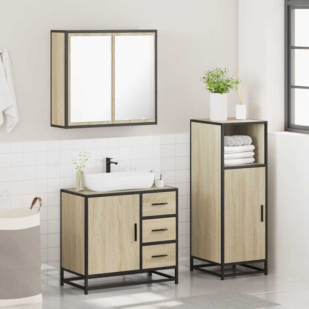 vidaXL Ensemble de meubles de salle de bain 3 pcs Chêne Sonoma Aggloméré