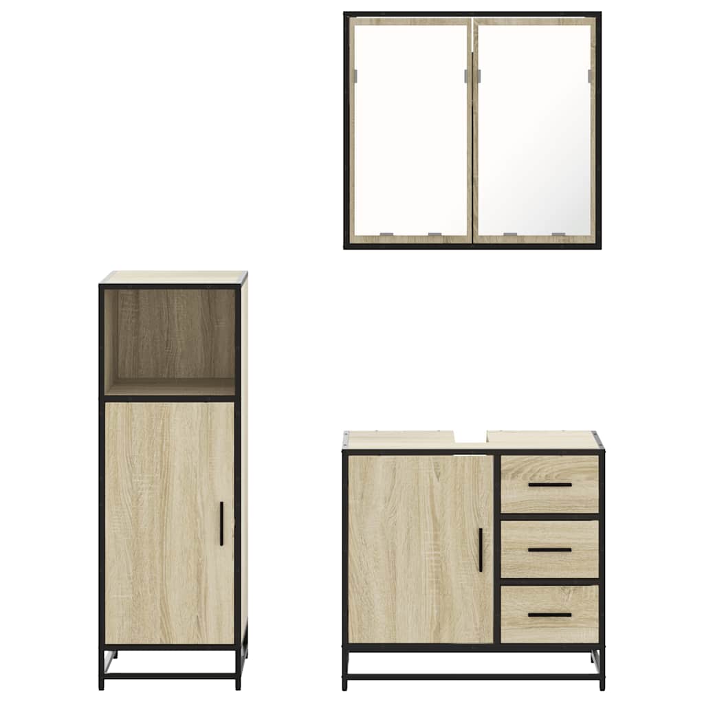 vidaXL Ensemble de meubles de salle de bain 3 pcs Chêne Sonoma Aggloméré