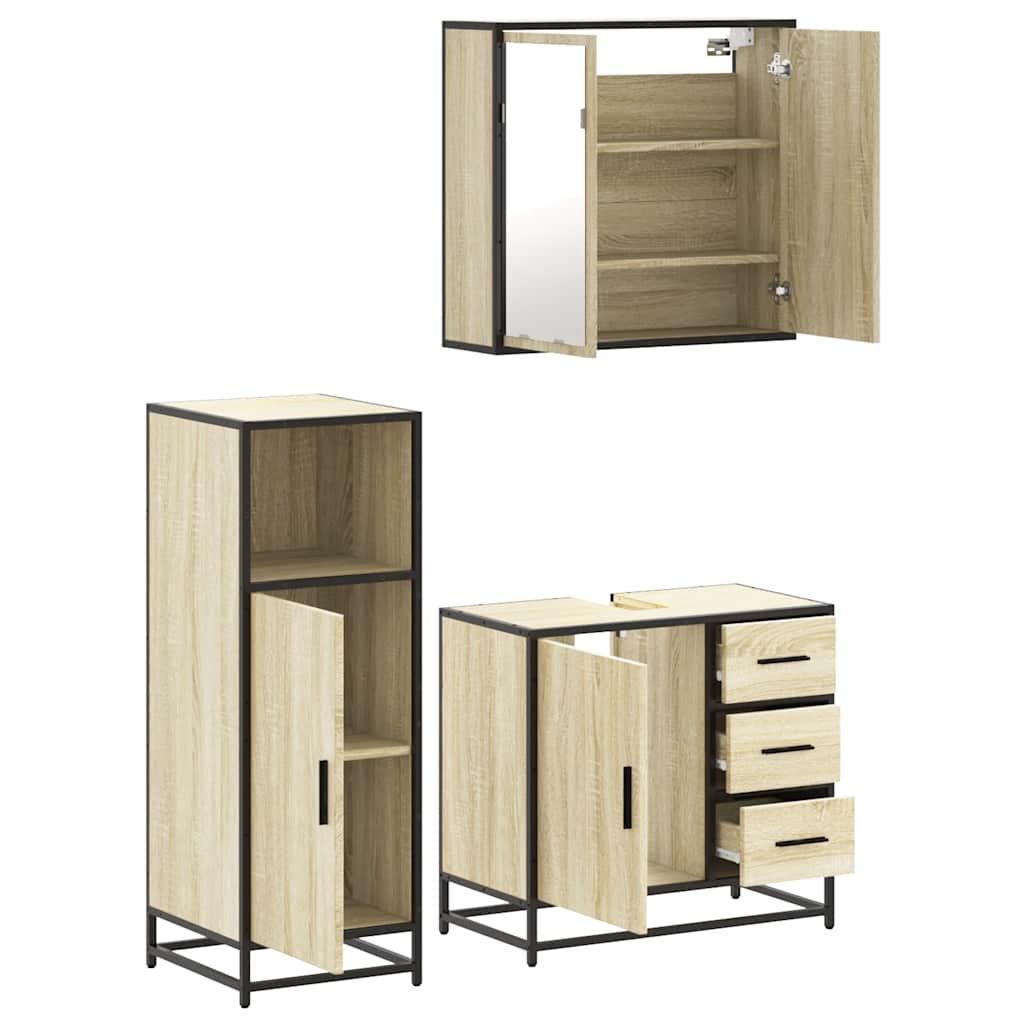 vidaXL Ensemble de meubles de salle de bain 3 pcs Chêne Sonoma Aggloméré