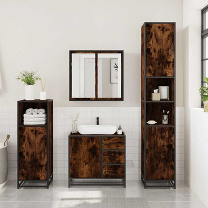 vidaXL Ensemble de meubles de salle de bain 3 pièces Chêne fumé Bois d'ingénierie