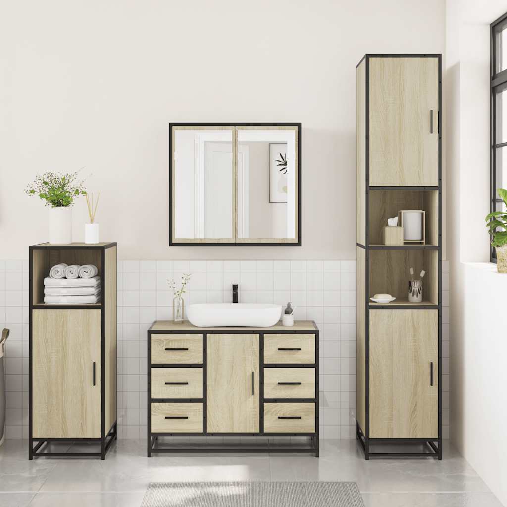 vidaXL Ensemble de meubles de salle de bain 3 pcs Chêne Sonoma Aggloméré