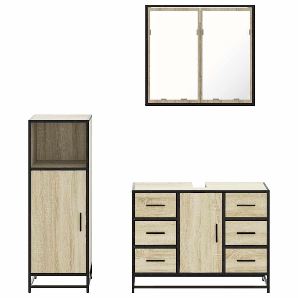 vidaXL Ensemble de meubles de salle de bain 3 pcs Chêne Sonoma Aggloméré