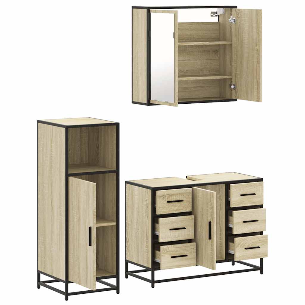 vidaXL Ensemble de meubles de salle de bain 3 pcs Chêne Sonoma Aggloméré