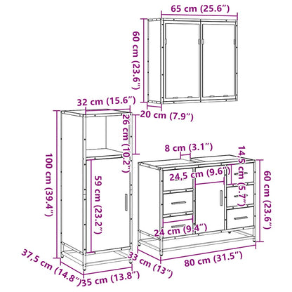vidaXL Ensemble de meubles de salle de bain 3 pcs Chêne Sonoma Aggloméré
