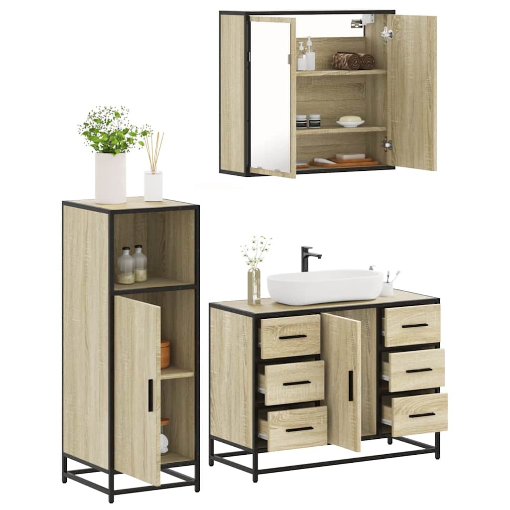 vidaXL Ensemble de meubles de salle de bain 3 pcs Chêne Sonoma Aggloméré