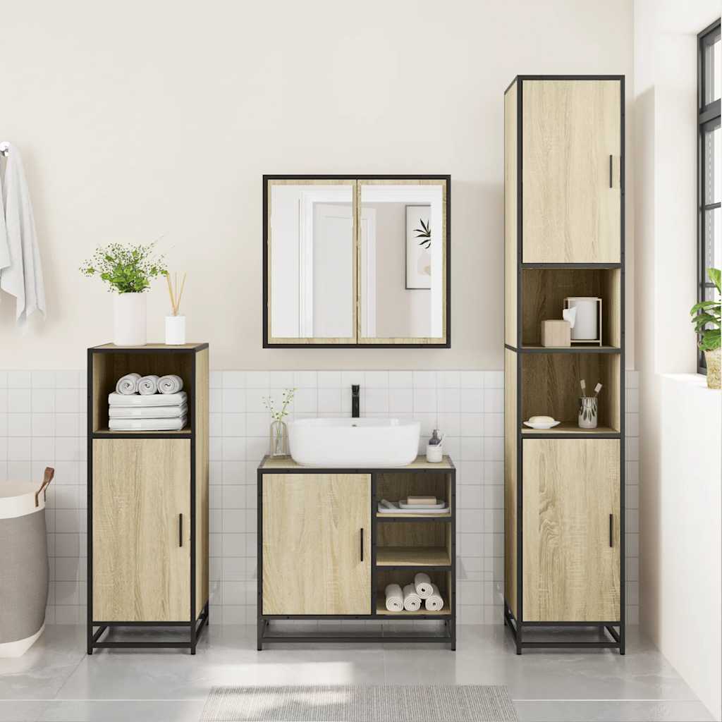 vidaXL Ensemble de meubles de salle de bain 3 pcs Chêne Sonoma Aggloméré