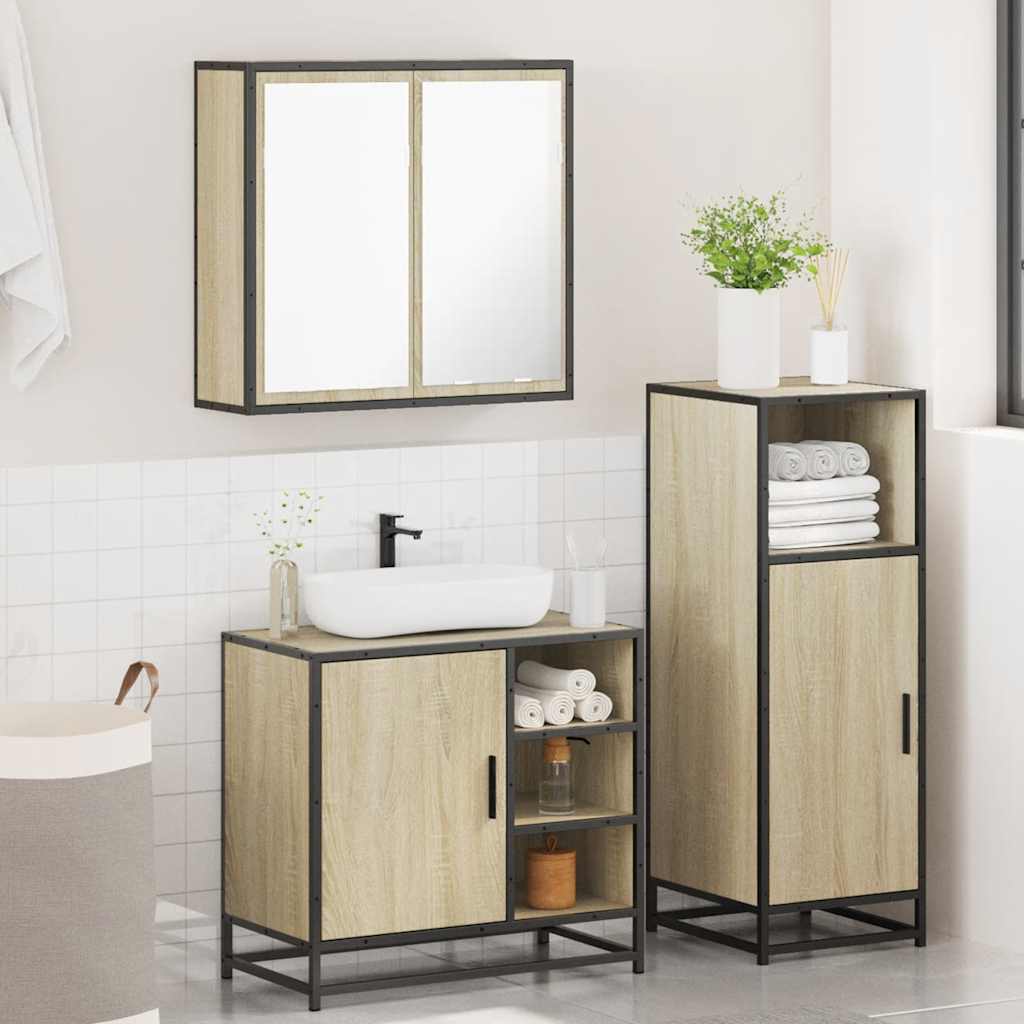 vidaXL Ensemble de meubles de salle de bain 3 pcs Chêne Sonoma Aggloméré
