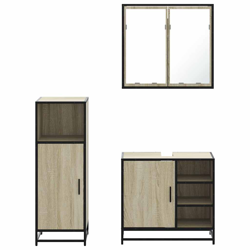 vidaXL Ensemble de meubles de salle de bain 3 pcs Chêne Sonoma Aggloméré
