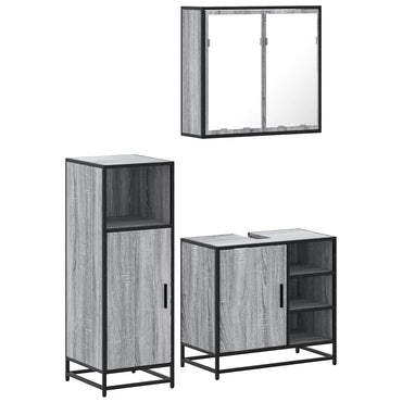vidaXL Ensemble de meubles de salle de bain 3 pcs Gris Aggloméré Sonoma
