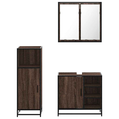vidaXL 3-tlg. Badmöbel-Set Braun Eichen-Optik Holzwerkstoff