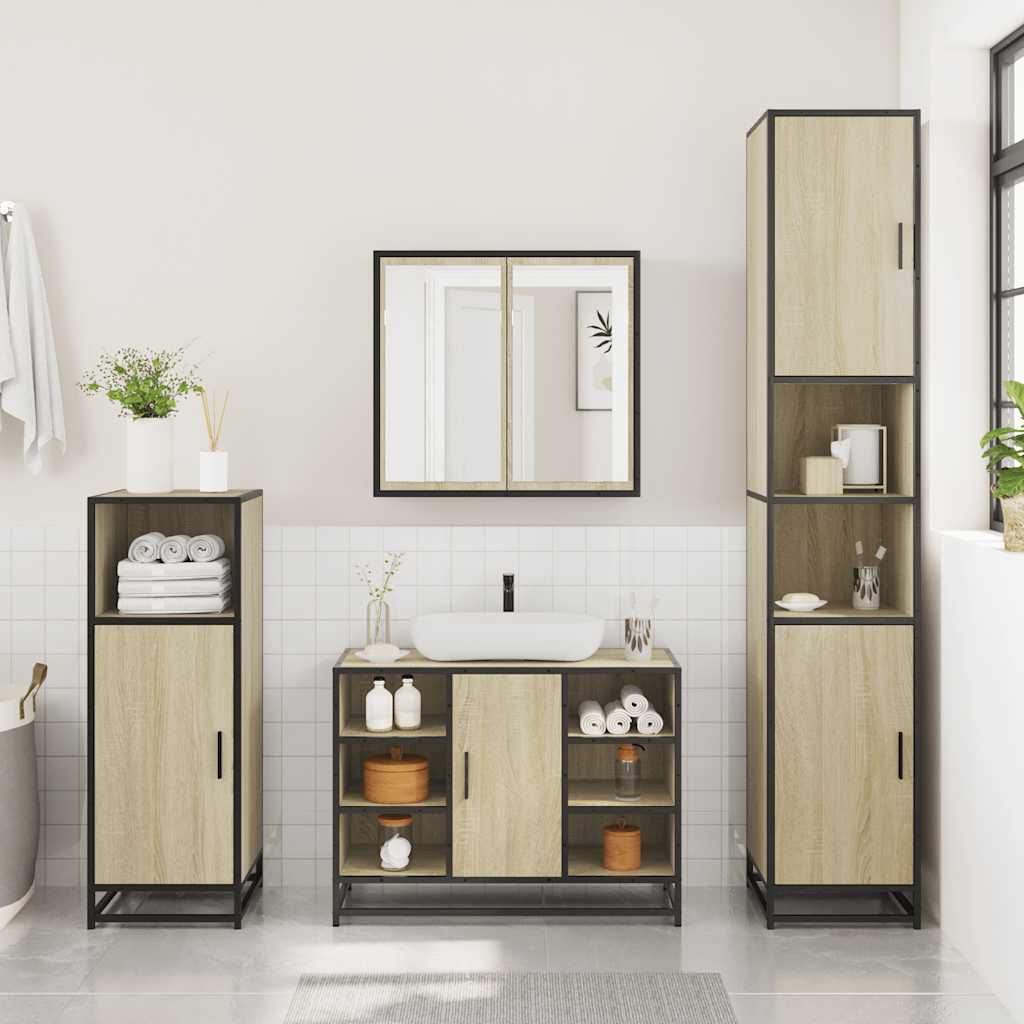 vidaXL Ensemble de meubles de salle de bain 3 pcs Chêne Sonoma Aggloméré