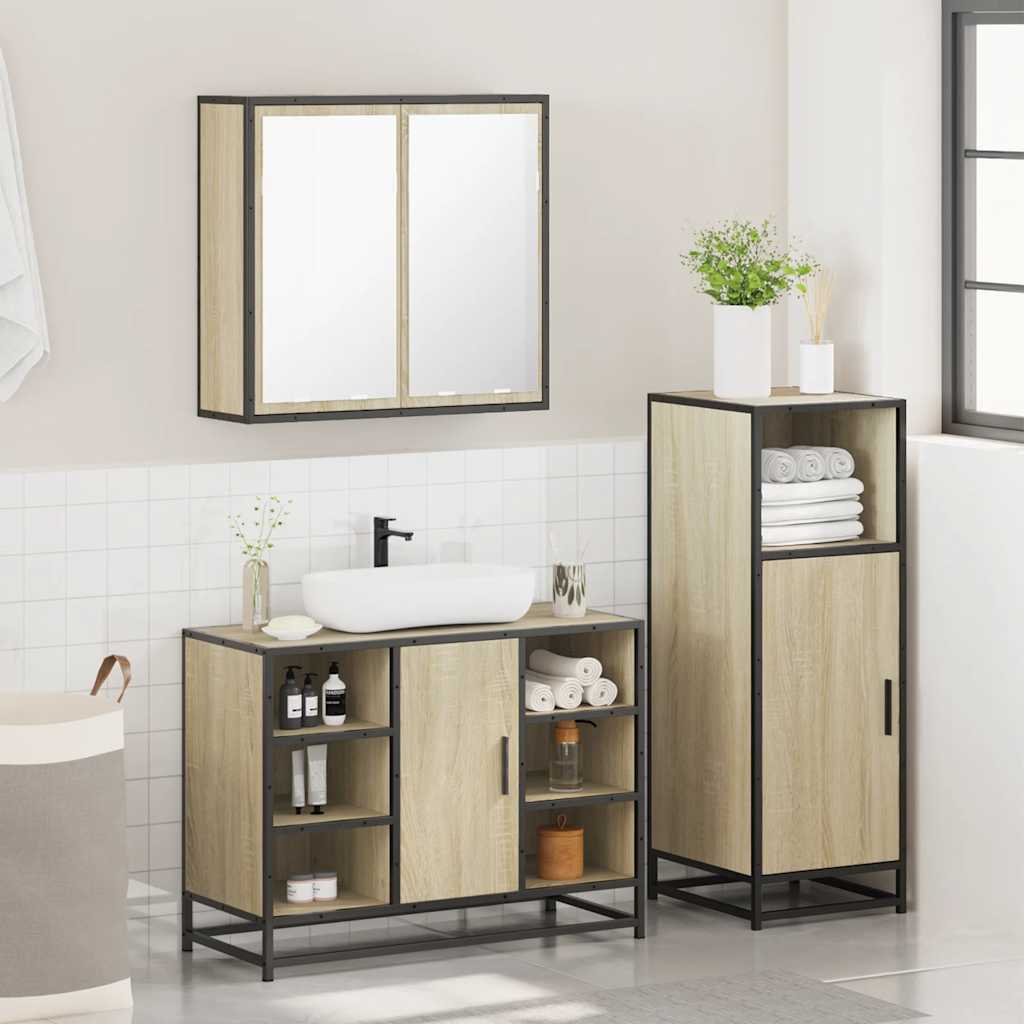 vidaXL Ensemble de meubles de salle de bain 3 pcs Chêne Sonoma Aggloméré