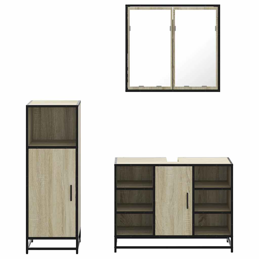 vidaXL Ensemble de meubles de salle de bain 3 pcs Chêne Sonoma Aggloméré