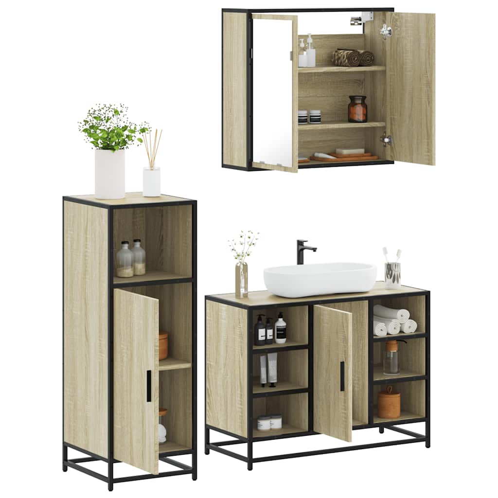 vidaXL Ensemble de meubles de salle de bain 3 pcs Chêne Sonoma Aggloméré