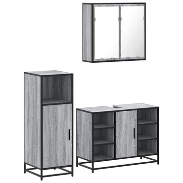 vidaXL Ensemble de meubles de salle de bain 3 pcs Gris Aggloméré Sonoma