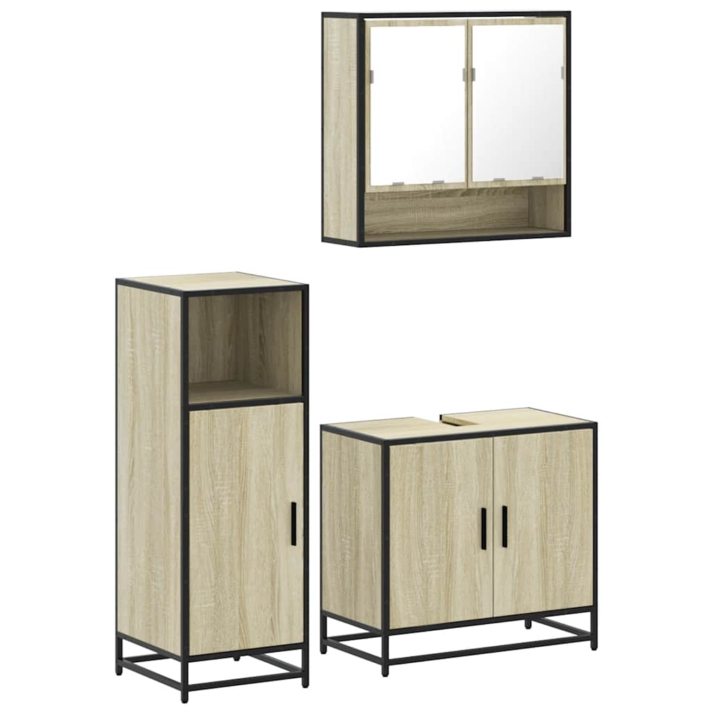 vidaXL Ensemble de meubles de salle de bain 3 pcs Chêne Sonoma Aggloméré