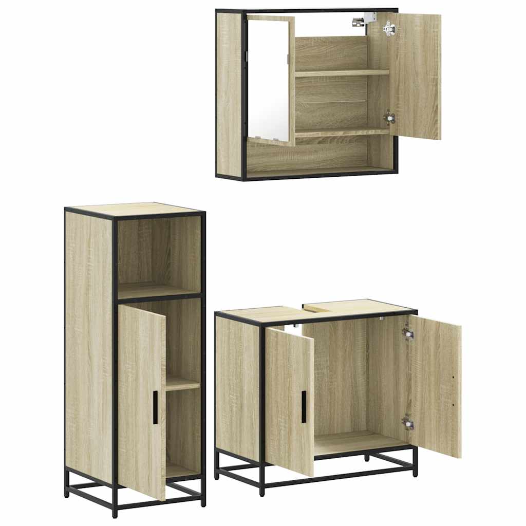 vidaXL Ensemble de meubles de salle de bain 3 pcs Chêne Sonoma Aggloméré