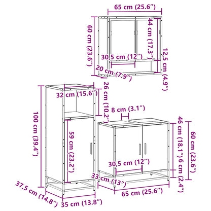 vidaXL Ensemble de meubles de salle de bain 3 pcs Chêne Sonoma Aggloméré
