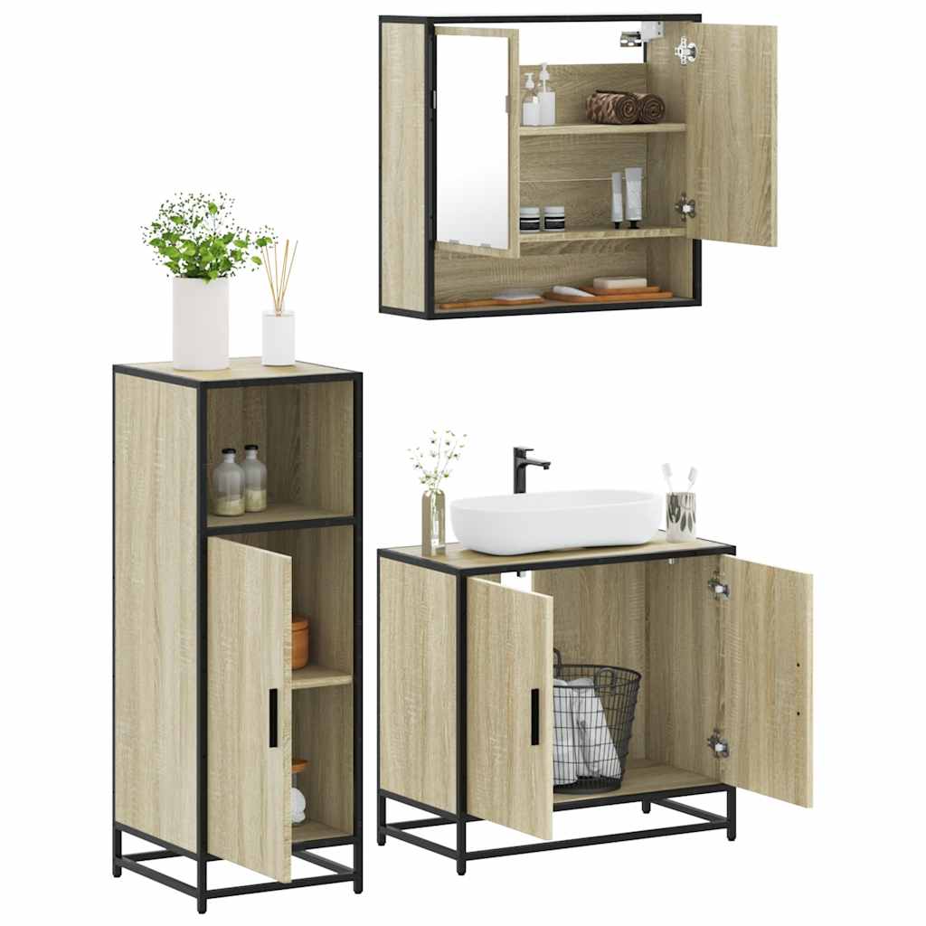 vidaXL Ensemble de meubles de salle de bain 3 pcs Chêne Sonoma Aggloméré