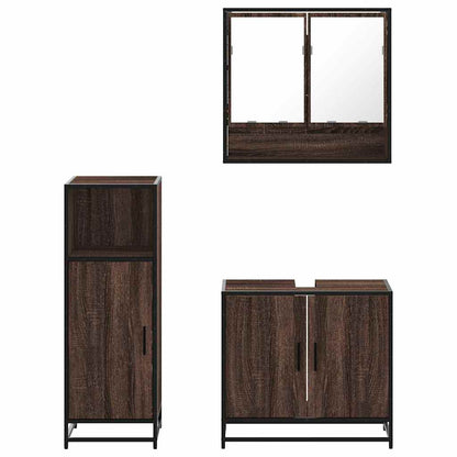 vidaXL 3-tlg. Badmöbel-Set Braun Eichen-Optik Holzwerkstoff